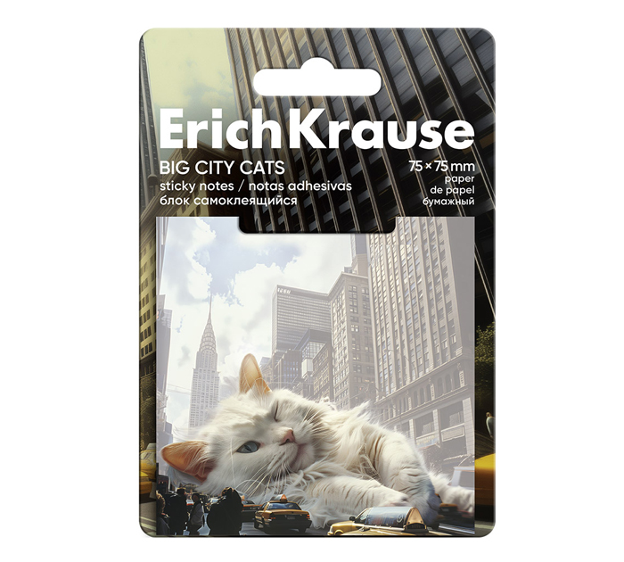 Стикеры Erich Krause «Big City Cats» 75х75мм, пластиковые, ассорти, 50л