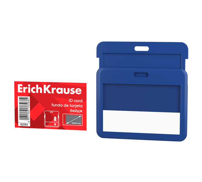 Бейдж Erich Krause слайдер, (размер вставки 85х54мм), горизонтальный, ассорти, на ленте