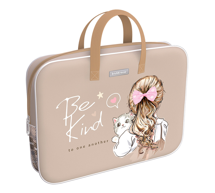 Папка-портфель текстильный Erich Krause «Lovely Friends» А4+, на молнии, 1 отделение