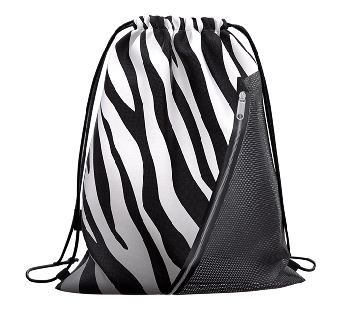 Мешок для обуви Erich Krause «Mesh Black&White Zebra» 500х410мм, с карманом, на молнии