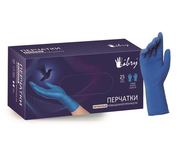 Перчатки латексные Libry неопудренные, размер L, 50шт