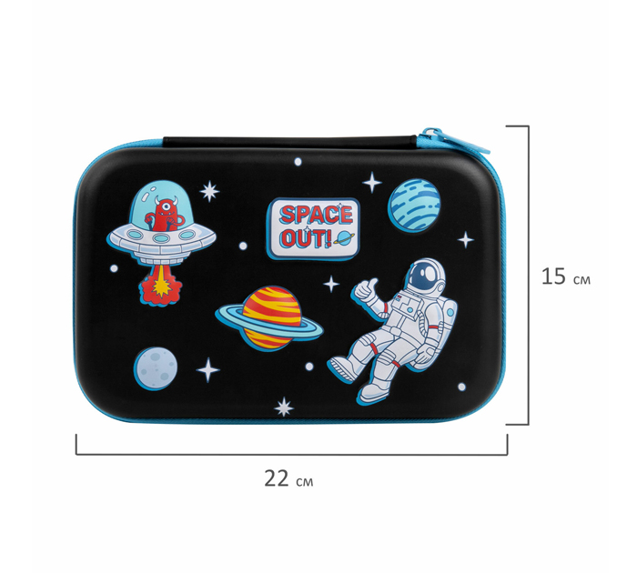 Пенал с 1 отделением Brauberg Kids «Space out» 220х150х40мм, 1 откидная планка