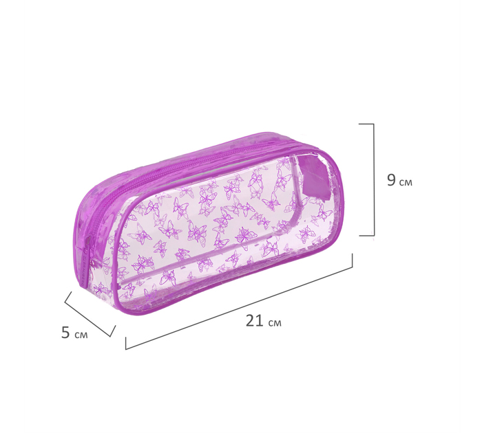 Пенал-косметичка Brauberg «Lucent Butterfly» 210х50х90мм