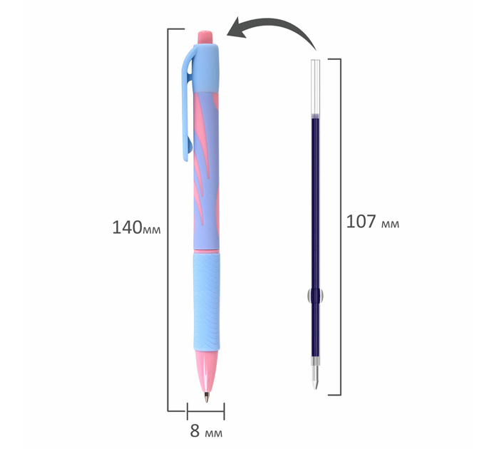 Ручка автоматическая Brauberg «Ultra-RT Pastel» синий стержень, 0.7мм, линия письма 0.35мм
