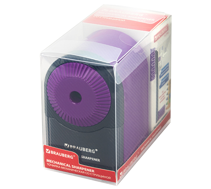 Точилка механическая Brauberg «Ultra» 1 отверстие, с контейнером, сиреневая, крепление к столу