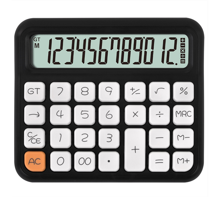 Калькулятор 12 разрядов Brauberg «KW-1000-BK» черный, 3D-кнопки, 152х132мм