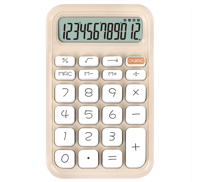 Калькулятор 12 разрядов Brauberg «KW-500-BG» бежевый, 3D-кнопки, 93х148мм