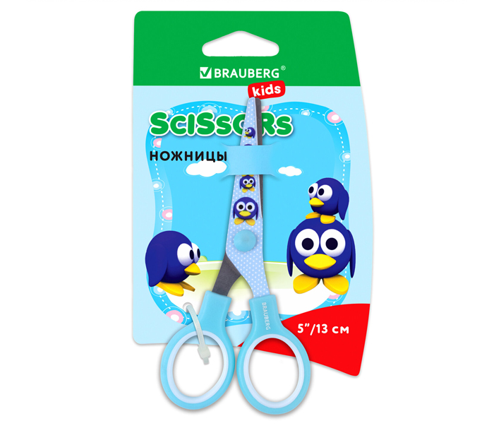 Ножницы Brauberg Kids «Пингвины» детские, 130мм