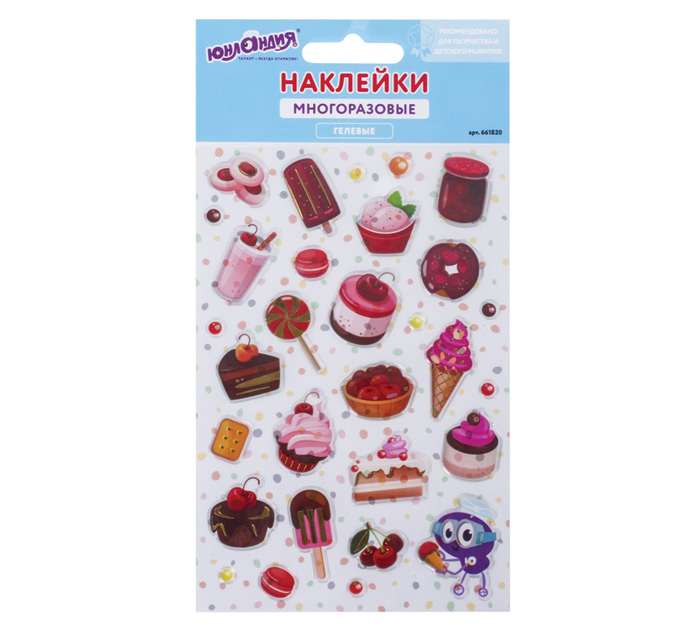Наклейки Юнландия «Сладости» гелевые, многоразовые, 10х15см