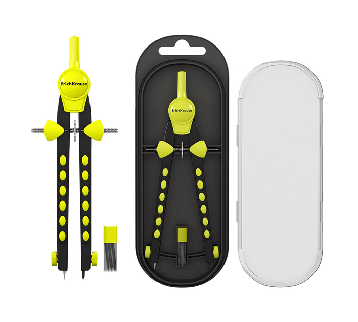 Готовальня Erich Krause «Accent» 2 предмета, циркуль 170мм, желтый