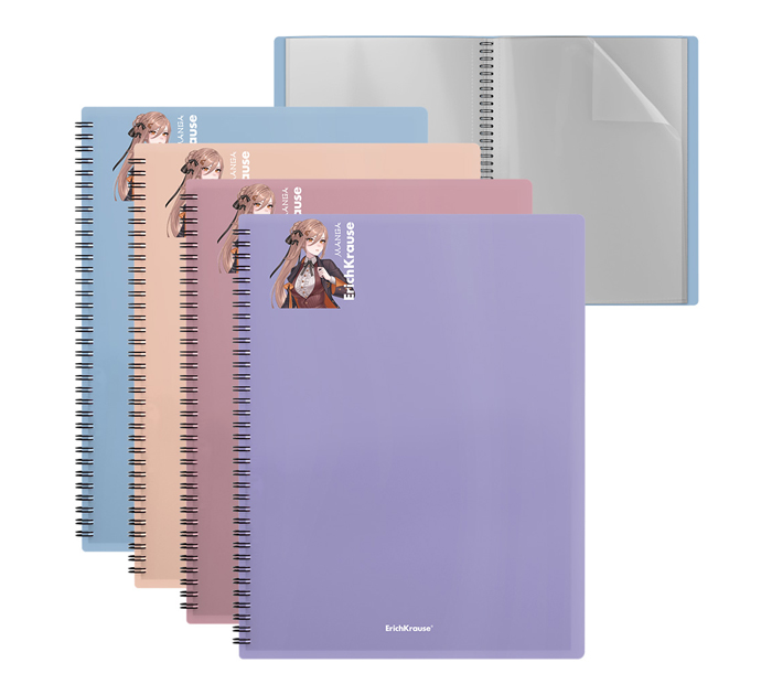 Папка с файлами Erich Krause А4, 40 карманов, пластиковая, ассорти, на спирали, 600мкм, 10мм