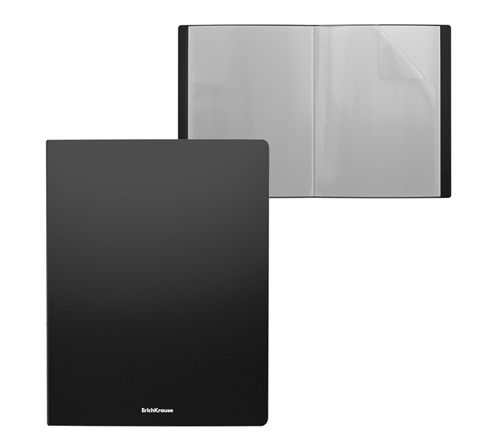 Папка с файлами Erich Krause «Matt Classic» А4, 30 карманов, пластиковая, черная, 400мкм, 17мм
