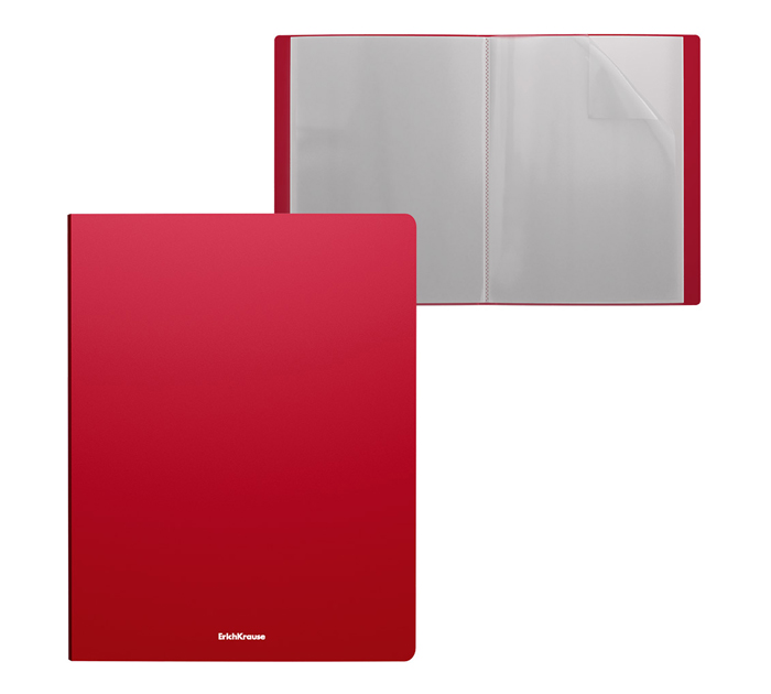 Папка с файлами Erich Krause «Matt Classic» А4, 20 карманов, пластиковая, красная, 400мкм, 17мм