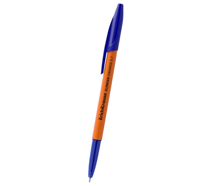 Ручка шариковая Erich Krause «Slender Stick Orange» Super Glide Technology, синий стержень, 0.7мм, линия письма 0.26мм