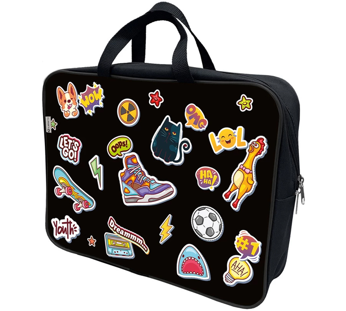 Папка-портфель пластиковый Lamark «Стикеры» А4, на молнии, 1 отделение