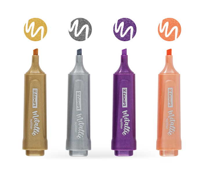 Маркеры текстовые (набор) Luxor «Textliter Metallic» 4 цвета, 1-5мм