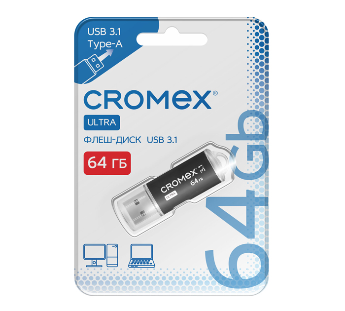 Флэш-карта Cromex «Ultra» USB3.1, 64Gb, черная