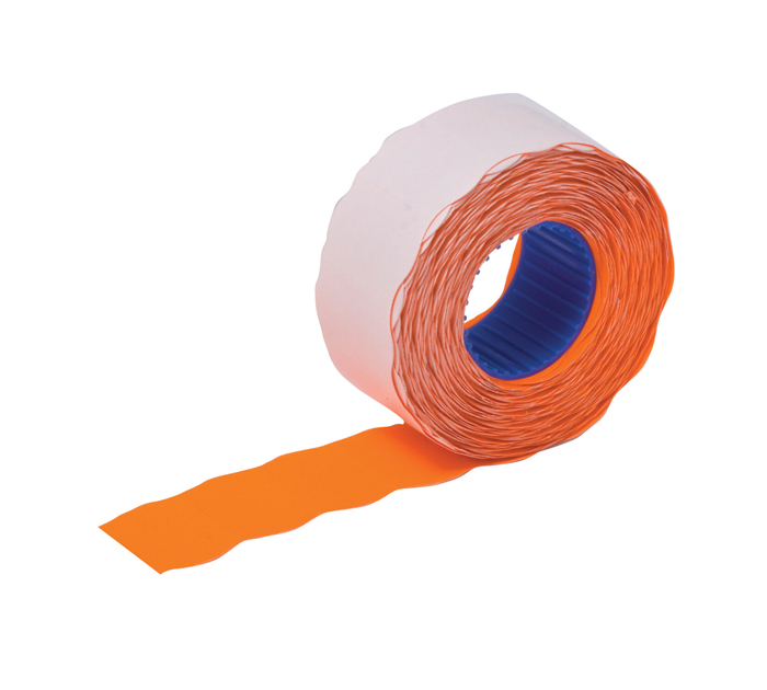 Этикет-лента Brauberg 26х12мм, однострочная, волна, оранжевая, 800 этикеток