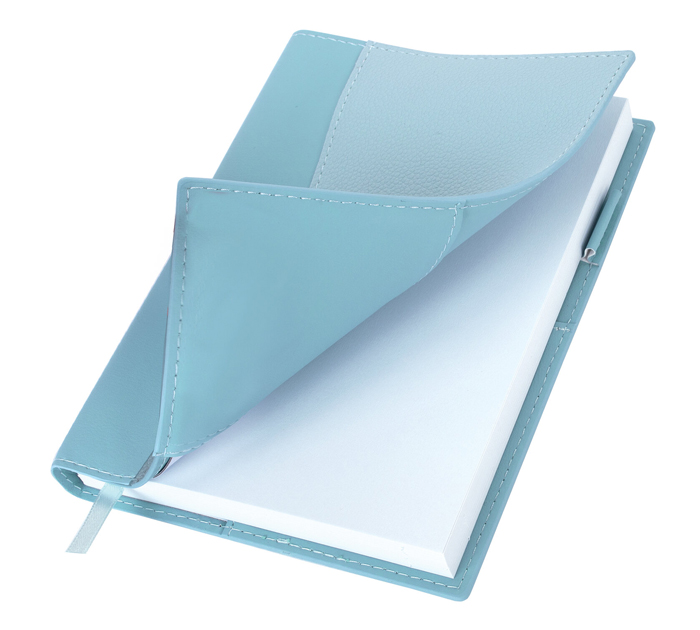 Ежедневник недатированный Brauberg «Glam» В6, голубой, кожзам, 320стр