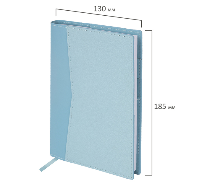 Ежедневник недатированный Brauberg «Glam» В6, голубой, кожзам, 320стр