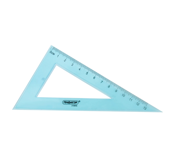 Треугольник Пифагор 30х13см, пластиковый, тонированный прозрачный