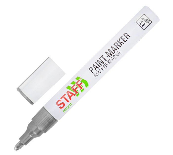 Маркер-краска Staff «Profit» серебристый, 2-4мм, нитро-основа