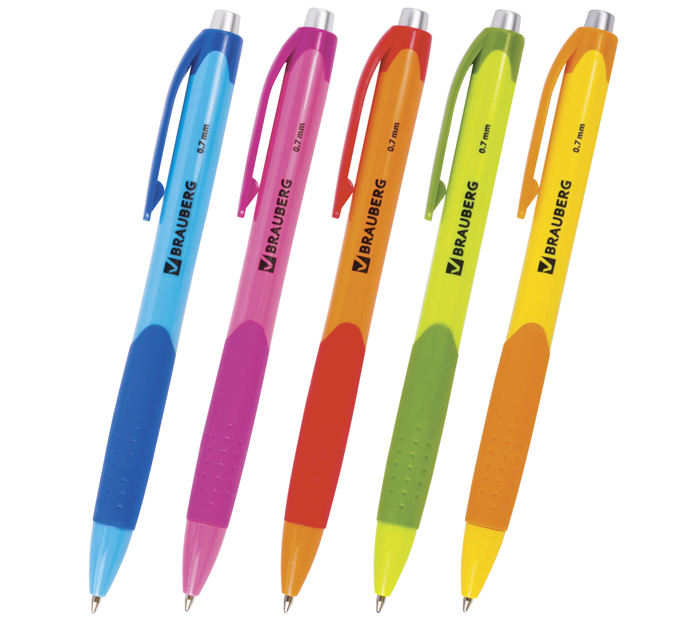 Ручка автоматическая Brauberg «Juicy» синий стержень, узел 0.7мм, линия письма 0.35мм