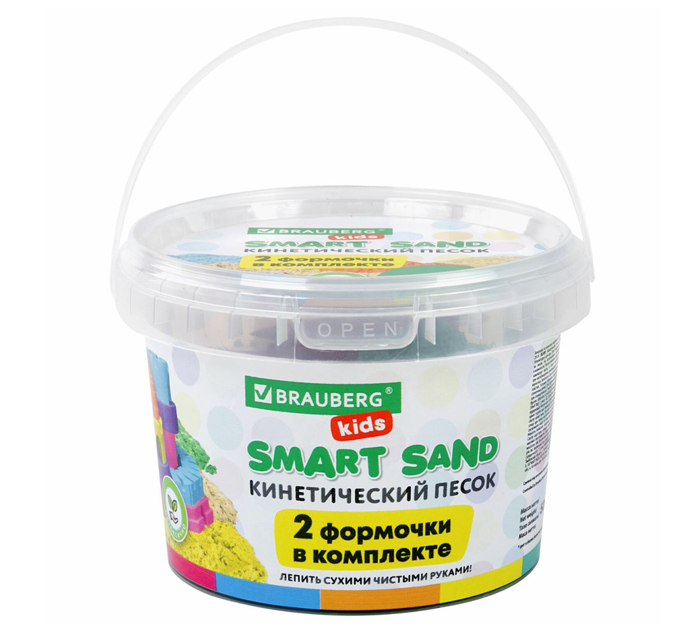 Песок для лепки (кинетический) Brauberg Kids изумрудный, 500г, +2 формочки