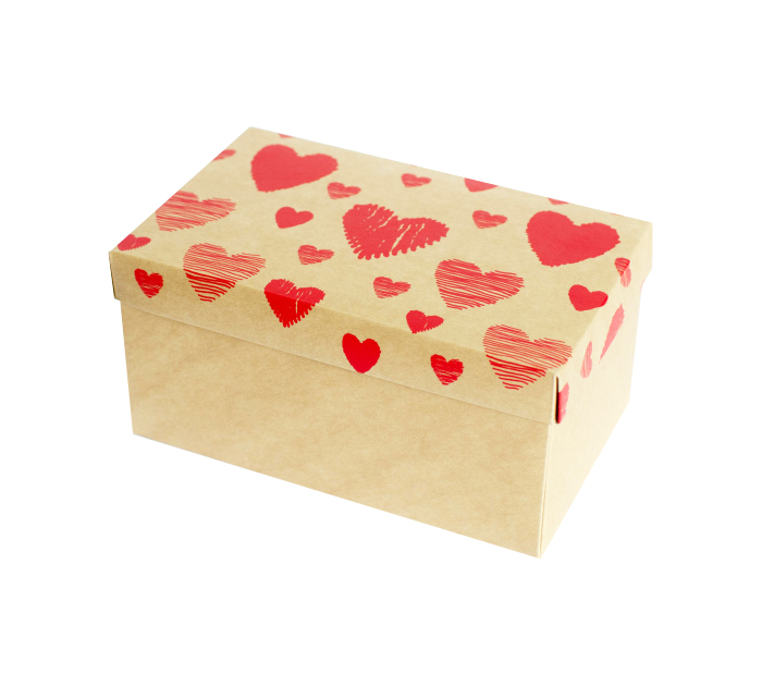 Коробка подарочная Panda Print «Сердечки красные» крафт, 220х160х90мм