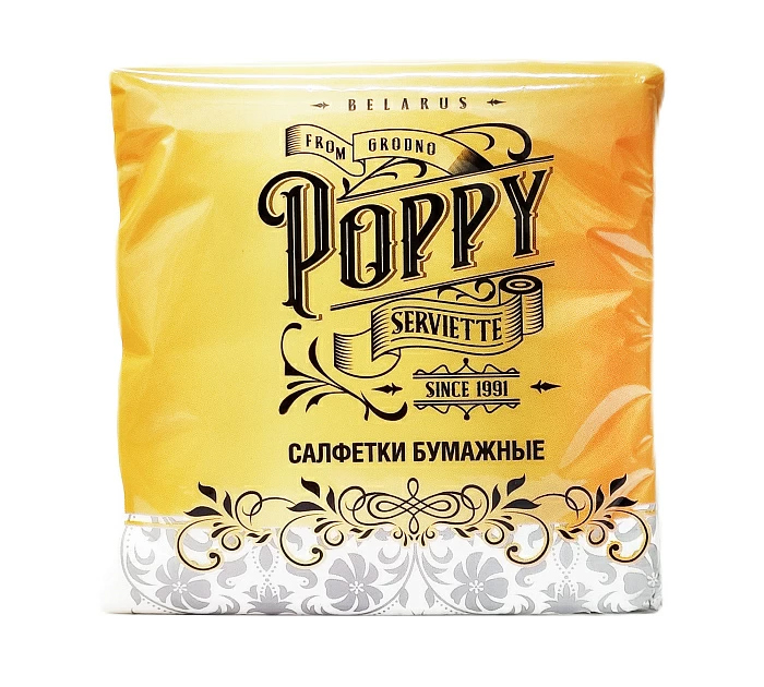 Салфетки бумажные Poppy 24х23см, белые, 100шт