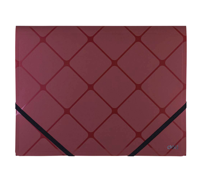 Папка на резинке Deli А4, пластиковая, бордовая, 450мкм, 15мм