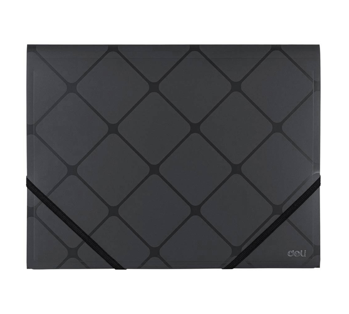 Папка на резинке Deli А4, пластиковая, серая, 450мкм, 15мм