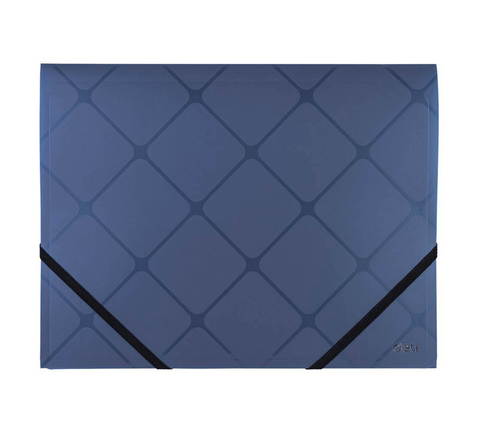 Папка на резинке Deli А4, пластиковая, синяя, 450мкм, 15мм