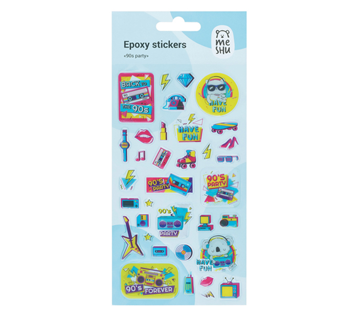 Наклейки Meshu «90th party» гелевые, 10х22см
