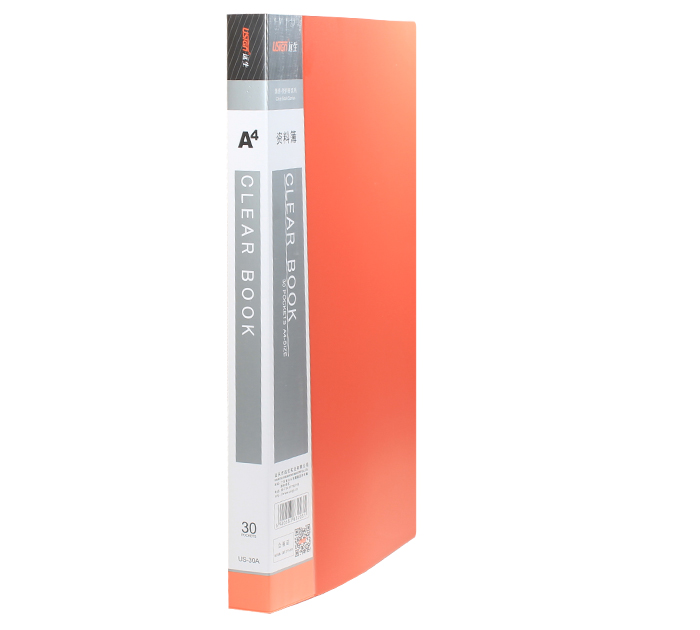 Папка с файлами  А4, 30 карманов, пластиковая, красная, 600мкм