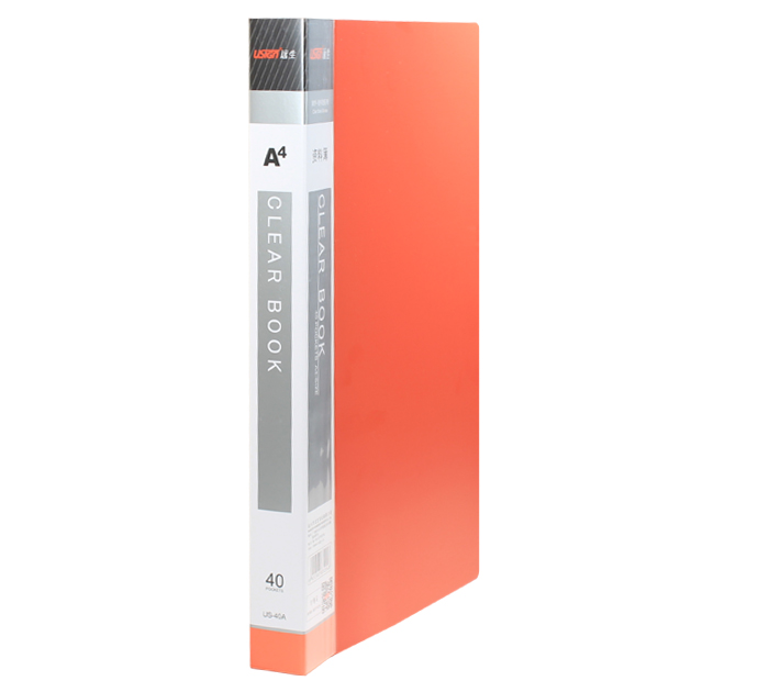 Папка с файлами  А4, 40 карманов, пластиковая, красная, 650мкм