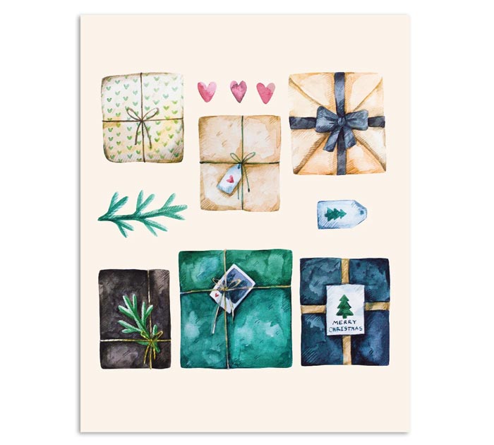 Открытка DecorCenter «Новогодние подарки» мини, новогодняя, 75х95мм