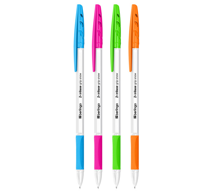 Ручка шар. син. Berlingo Tribase grip snow на масл.осн. пишущ.узел 0.7мм линия 0.5мм