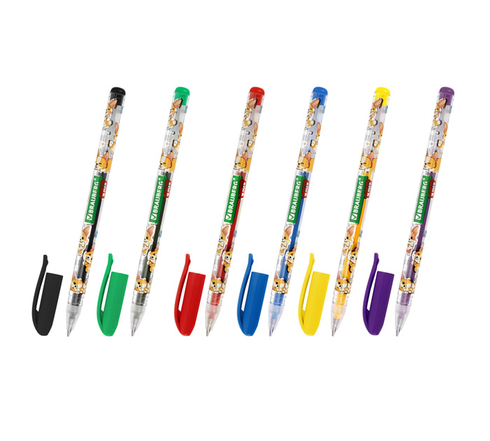 Набор гелевых ручек Brauberg Kids «Cute animals» 6 цветов, узел 1.0мм, линия письма 0.7мм