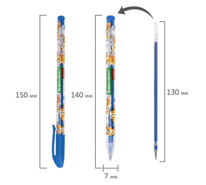 Набор гелевых ручек Brauberg Kids «Cute animals» 6 цветов, узел 1.0мм, линия письма 0.7мм