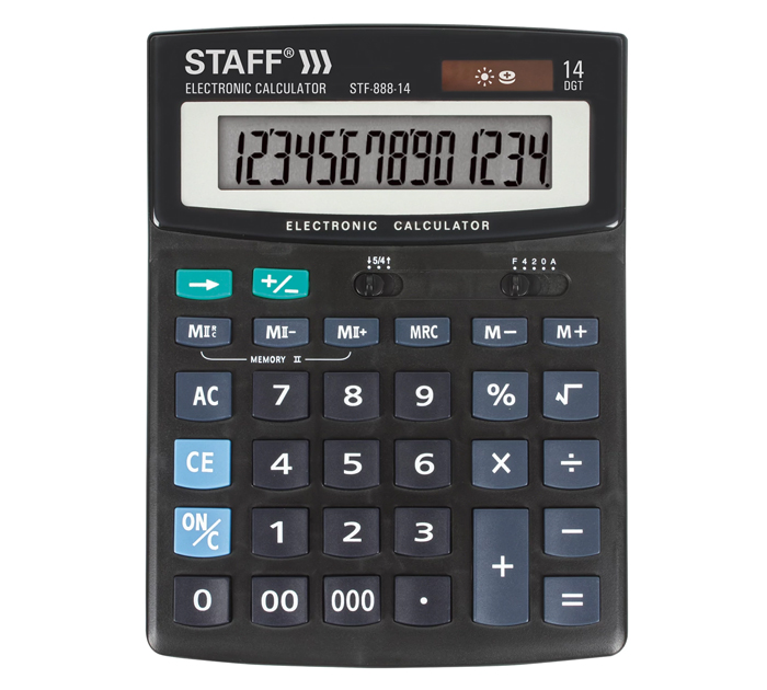 Калькулятор 14 разрядов Staff «STF-888-14» черный, 200х150мм