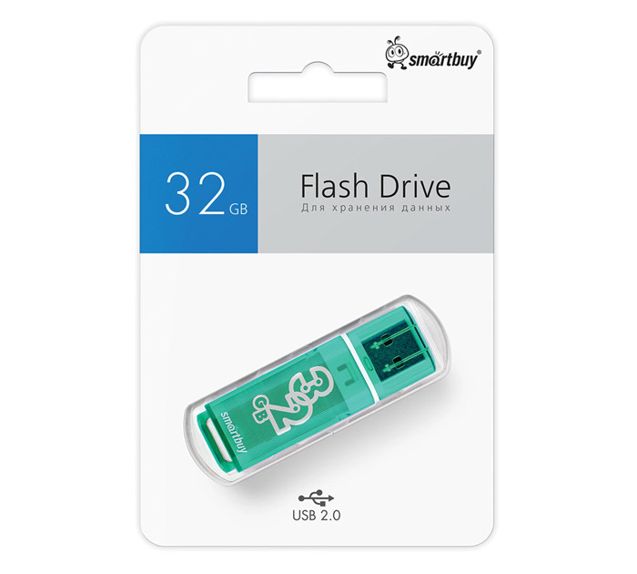 Флэш-карта 32Gb Smartbuy Glossy зел. USB 2.0