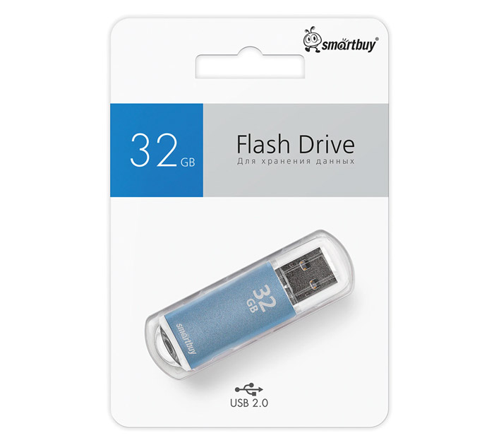 Флэш-карта 32Gb Smartbuy V-Cut син. USB 2.0