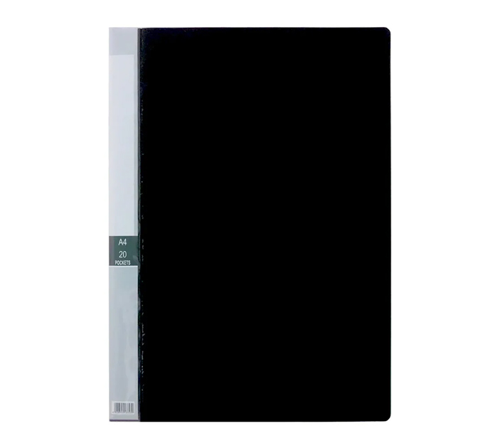 Папка с файлами  20 карманов А4 пласт. черн.