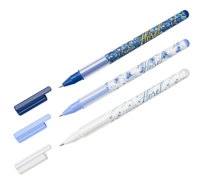 Ручка шар. син. Meshu Flowers пишущ.узел 0.7мм