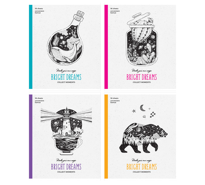 Тетрадь А5 96л клетка ArtSpace Рисунки. Bright dreams