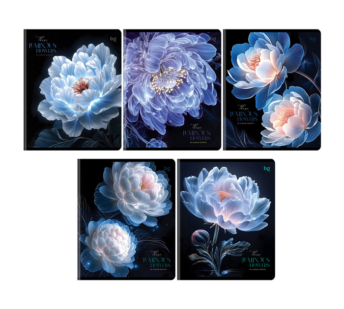 Тетрадь А5 96л клетка BG Светящиеся цветы