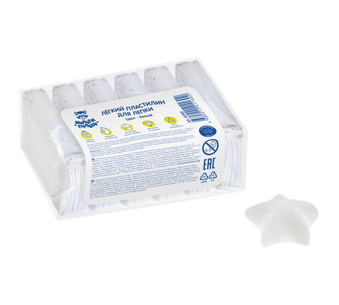 Пластилин Мульти-Пульти воздушный, белый, 6шт, 60г