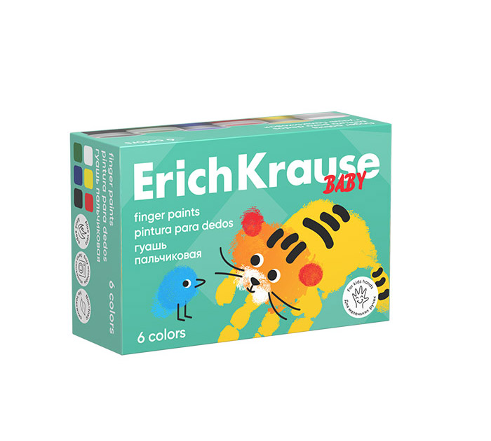 Гуашь  6цв. пальчиковая Erich Krause Baby Алоэ Вера