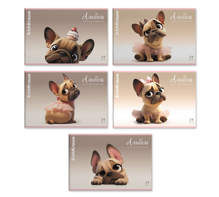 Альбом для рисования А4 24л. на скобе Erich Krause Frenchie